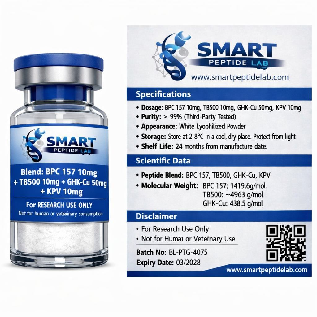 Buy Blend: BPC 157 10mg + TB500 10mg+ GHK-CU 50mg + KPV 10mg